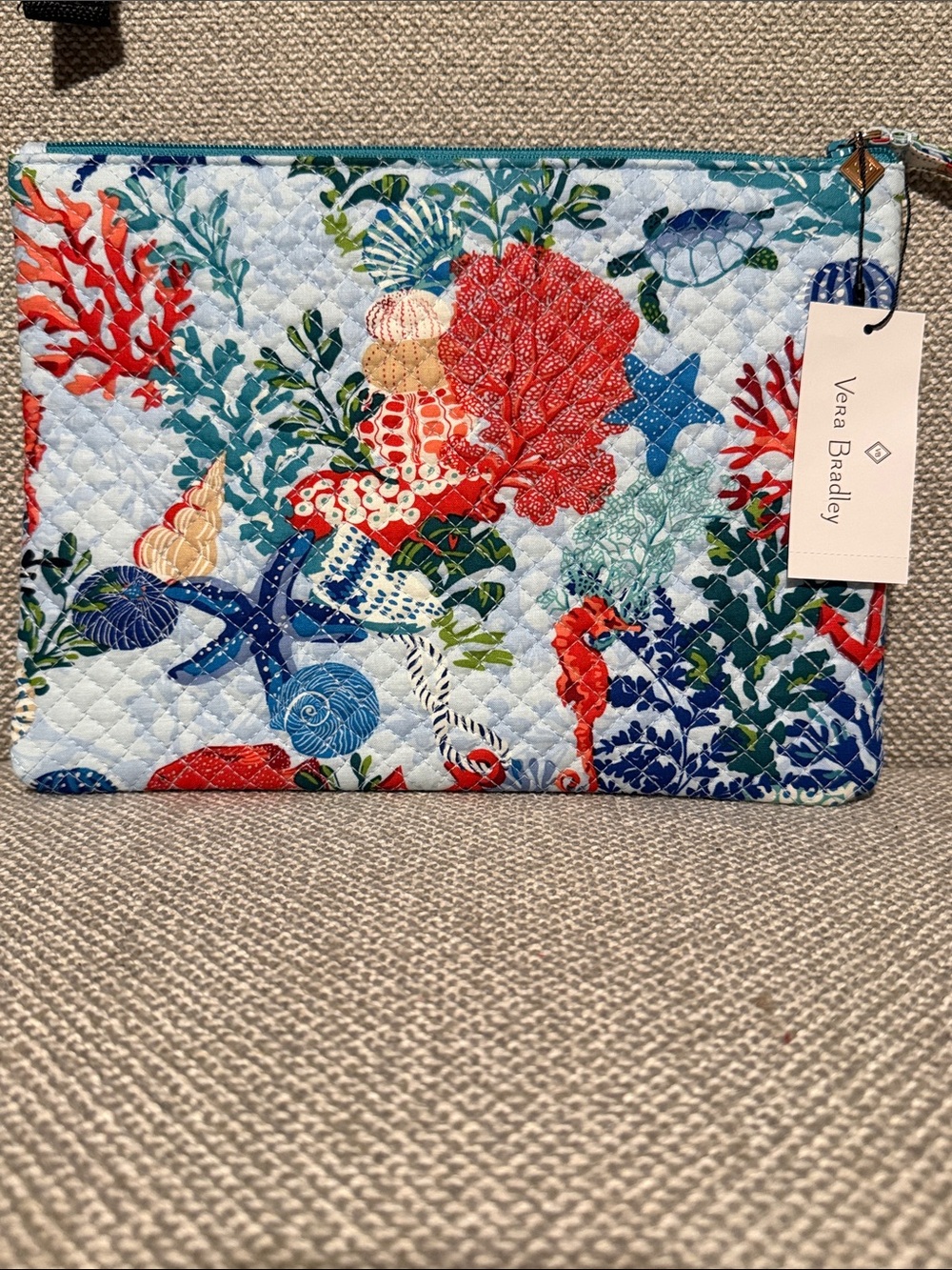 Vera Bradley Quilted Zip Pouch Swimwear wristlet Shore Thing Sea Life Print